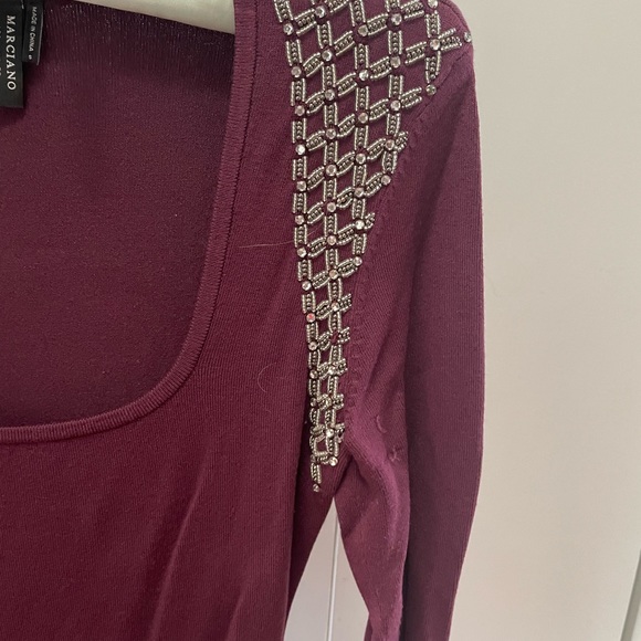 Marciano sweater dress in burgundy. - Picture 2 of 6